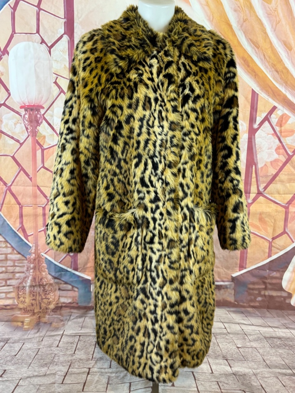 ERDEM X H&M Faux Leopard Fur Coat Size 4 Excellent Condition